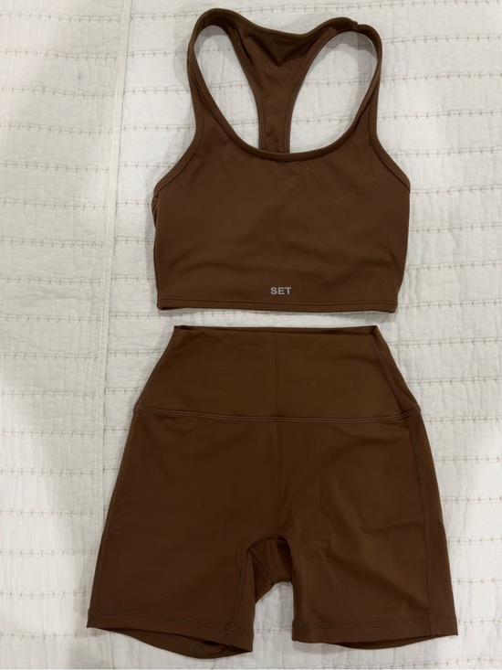 SET Active Pants - SET Active Brown Athletic Shorts & Crop Sports Set